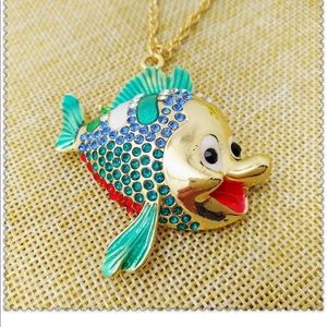 Crystal clown fish Flounder Fish Necklace